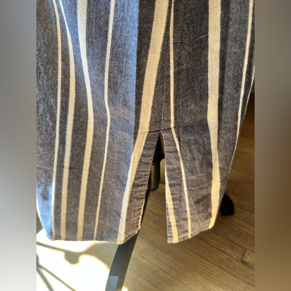 Mahina Blue and White Striped Button Up V - Neck Sleeveless Dress - Picture 5 of 8